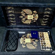 Нарды под стеклом «Золотой Герб России» — фотография 4