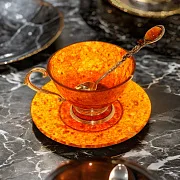Ажурная чашка из янтаря с ложкой — красивый подарок — фотография 1