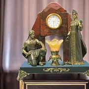 Часы «Каменный цветок» с яшмой, долеритом и селенитом — необычный подарок — фотография 1