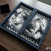 Нарды под стеклом «Царь зверей» — оригинальный подарок — фотография 2