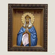 Святая Княгиня Ольга резная икона из дерева — фотография 1
